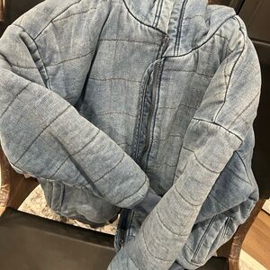 aerie Light Blue Quilted Bomber Jacket